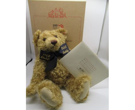 Steiff Centenary Teddy Bear in blonde mohair with working growler mechanism and embroidered ribbon, limited edition up to the