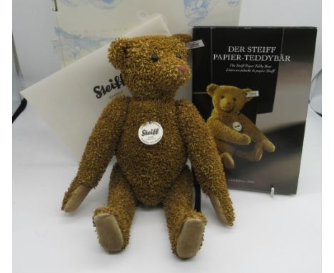 Steiff Club Edition 2010 Paper Teddy Bear 1911 Replica in brown paper with 'The Steiff Paper Teddy Bear' book, limited editio