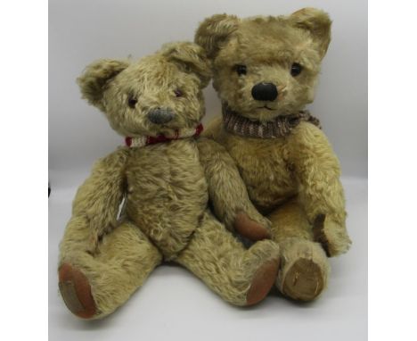 Circa 1930/40's Chad Valley teddy bear in golden mohair, with glass eyes, jointed arms and legs and swivel head, and label on