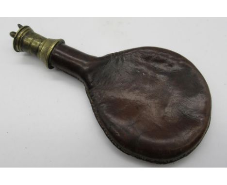 Leather bodied shot flask with detachable scoop dispenser 