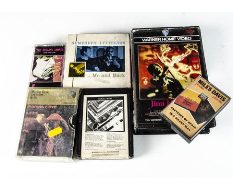 Music Videos / Tapes, a large collection of Music Videos (21), Cassettes (28), Reel to Reels (6 ) and 8 Track Cartridges (7) 