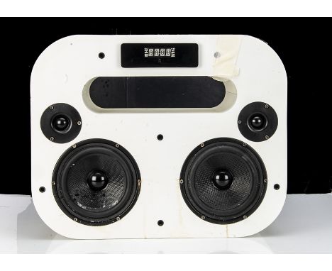Blue Tooth Speaker, Exibel Wood 8L BTX/BX 800 blue tooth speaker, white in reasonable, missing grille, untested