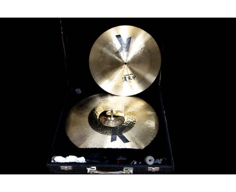 Two Cased Cymbals, a China Boy 17" together with a K Zildjian Custom Hybrid Ride 21" Cymbal, housed in hard carry case, used 