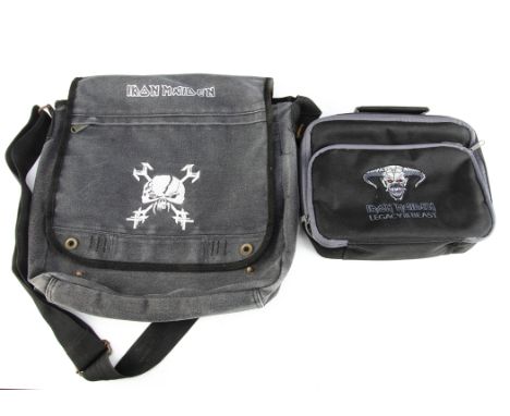 Iron Maiden Bags, two bags comprising a Legacy of The Beast Wash Bag in excellent condition and a 2001 Shoulder bag with ligh
