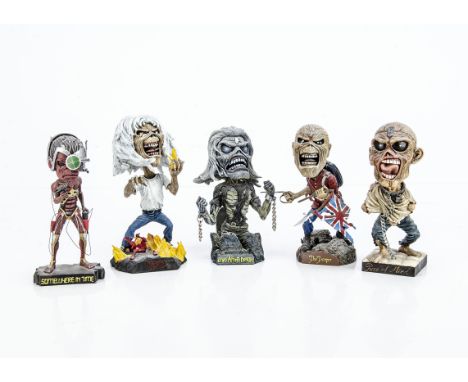 Iron Maiden Head Knocker Bobblehead Figures, five loose Head Knocker figures comprising The Trooper, Piece of Mind, Somewhere