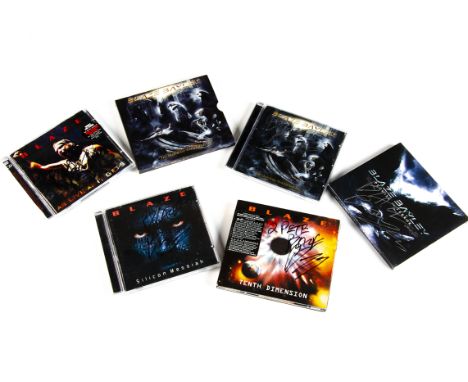 Blaze Bayley Signed CDs, five CDs signed by Blaze Bayley comprising As Live As It Gets, The Man Who Would Not Die, Silicon Me