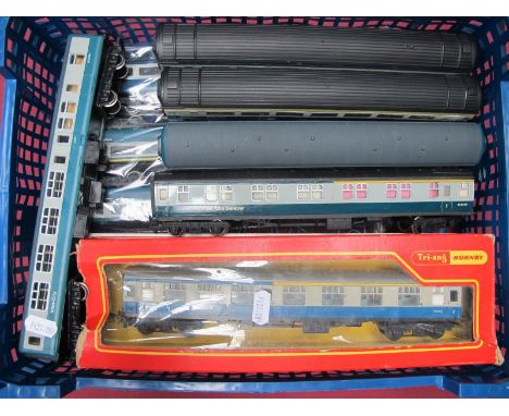 Ten 'OO' Gauge/4mm Inter City Coaches, loose and  boxed, by Hornby, Triang, and Lima, good.