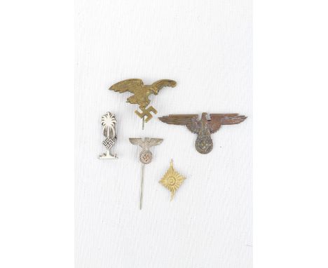 Collection of WW2 German Third Reich Badges and a Pin inc. SS, Afrika Corps enamel badge 