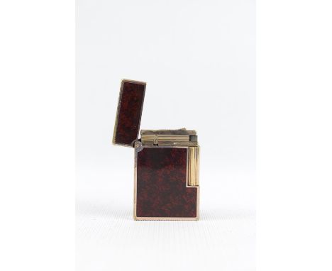 St-Dupont Gilt Lighter with enamel Faux Tortoise shell finish stamped 14KKG15 