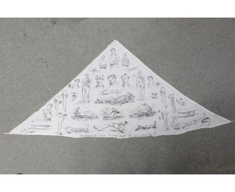 19thC British Army instructional fabric medical aid sling C.1880 'Bandage for Fisrt Aid in Accident' 