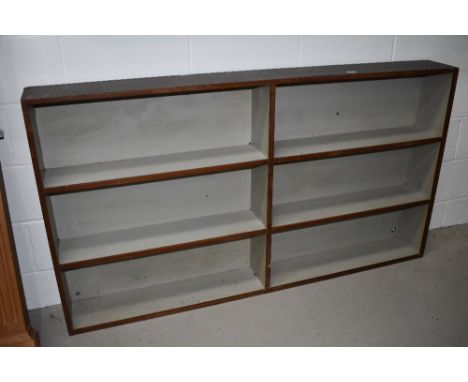 A vintage open bookcase or wall shelf, width approx.166cm