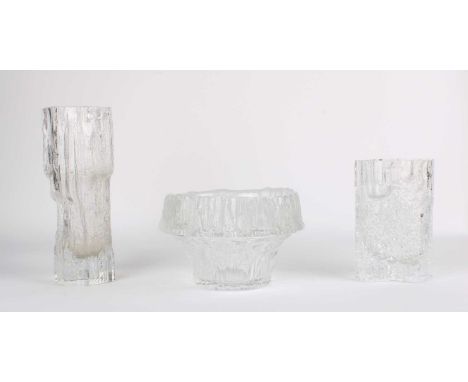 Tapio Wirkkala (Finnish 1915-1985) for Iittala Two Graduated "Avena" Vases & "Stellaria" Bowl  Circa 1968, the taller vase wi