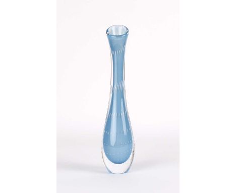 Vicke Lindstrand (Swedish 1904-1983) for Kosta "Bullicante" Vase  Circa 1960s, clear cased with pale blue and controlled bubb