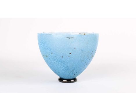 Bertil Vallien (Swedish 1938-) for Kosta Boda "Chicko" Bowl  Circa 1996, light blue with 'confetti' inclusions, signed Kosta 