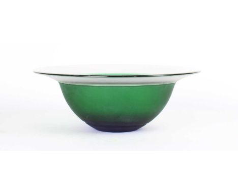 Rolf Sinnemark (Swedish 1941-) for Målerås Large Three-Tone Bowl  Graduating from opaque white to green with blue centre, bea