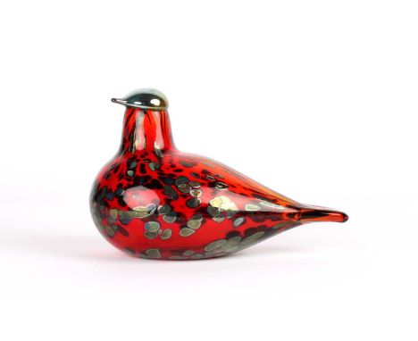 Oiva Toikka (Finnish 1931-2019) for Iittala "Ruby" or "Christmas Dove" Glass Bird  Introduced 1996, this likely the 2014 desi