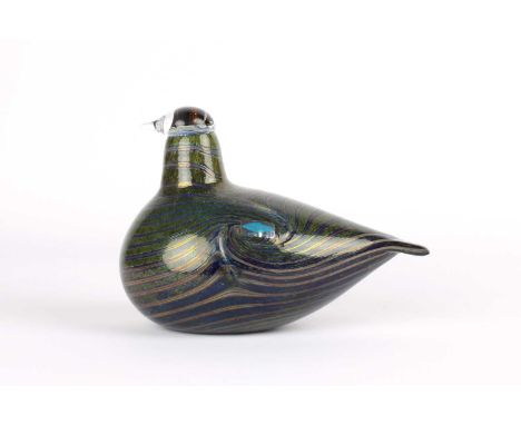 Oiva Toikka (Finnish 1931-2019) for Nuutajärvi "Long-Tailed Duck (Alli)" Glass Bird  Introduced 1981, signed O. Toikka Nuutaj