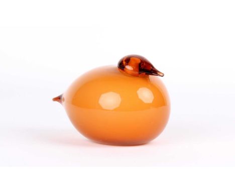 Oiva Toikka (Finnish 1931-2019) for Iittala "Kulas" Seville Orange (Pomeranssi) Glass Bird  Introduced 2010, signed O. Toikka