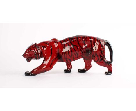 Royal Doulton "Flambe" Ware Tiger Modelled four-square, printed Royal Doulton England Made in England Flambe mark to undersid