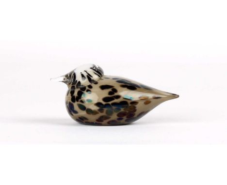 Oiva Toikka (Finnish 1931-2019) for Iittala "Small Goldcrest (Pikku Hippi)" Miniature Glass Bird  Introduced 2004, "Smoke" co