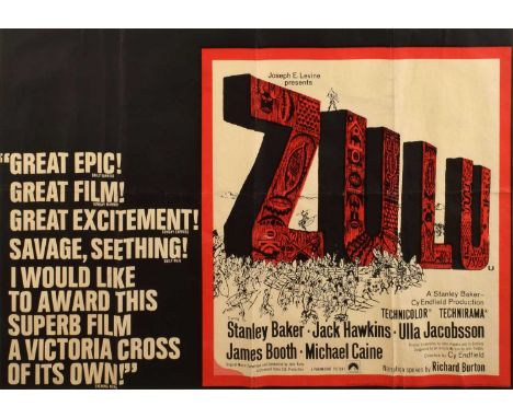 Zulu (1964) UK Quad Film Poster Circa 1966-68, pub. Paramount Pictures.67.5 x 97cm (framed 90 x 118cm)Folded, somewhat browne