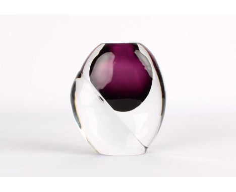 Ernest Gordon (British, 1926-2008) for Åfors "Sommerso" Vase  Circa 1950s, the clear body with 'cut' effect, internal purple 