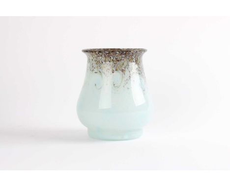 John Moncreiff Ltd, Perth "Monart" Glass Vase Shape "RA", speckled dark brown to white with aventurine, ground pontil.17.1cm 