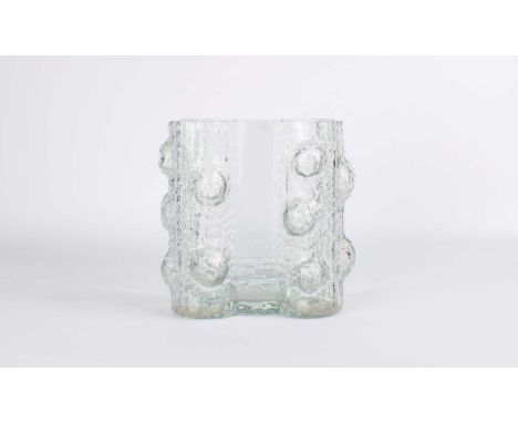 Nanny Still (Finnish 1926-2009) for Riihimäki Large "Quadrifolia" Vase  Circa 1958-62, clear and textured glass, unmarked (no
