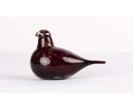 Oiva Toikka (Finnish 1931-2019) for Iittala "Tiiri" Glass Bird  Introduced 2011, no. 9/500, with internal gold flecks, signed