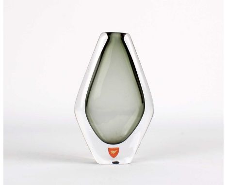 Nils Landberg (Swedish 1907-1991) for Orrefors "Dusk" Vase  Circa 1950s, 'diamond' form and retaining orange Orrefors Sweden 