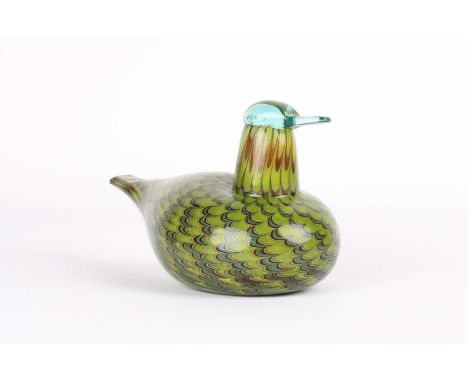 Oiva Toikka (Finnish 1931-2019) for Iittala "Common Teal Female (Tavitar)" Glass Bird  Introduced 1999, signed O. Toikka Nuut