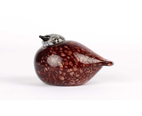 Oiva Toikka (Finnish 1931-2019) for Iittala "Rosy Finch (Punavarpunen)" Glass Bird  Introduced 2001, signed O. Toikka Nuutajä