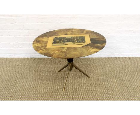Attributed to Aldo Tura (Italian 1909-1963) Circular Occasional or Side Table Circa 1950s, the stained and radial patterned v