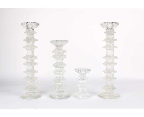 Timo Sarpaneva (Finnish 1926-2006) for Iittala Group of Four "Festivo" Candlestick Holders  Comprising a circa 1970s pair of 