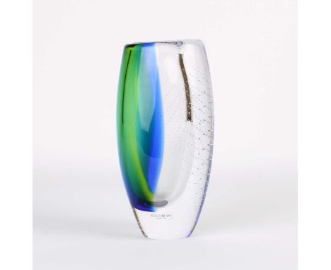 Göran Wärff (Swedish 1933-2022) for Kosta Boda "Azzuro" Vase  Clear cased with internal colouring and controlled bubbles, bea