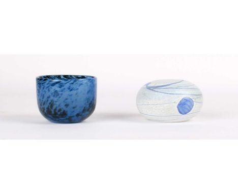 Bertil Vallien (Swedish 1938-) for Boda Miniature "Tallata" Bowl & "Blue Galaxy" Artist Collection Paperweight  Both bearing 