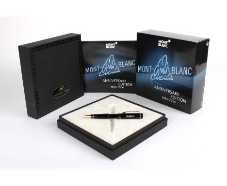 Montblanc, Germany "1906-2006 Anniversary Edition" Ballpoint Pen  Limited edition, polished black resin barrel, no. 0036709, 