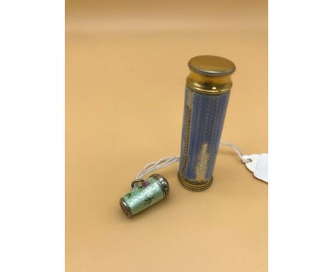 A French silver and enamel cheroot holder together with gilt metal and blue enamel Brevete Kid atomiser. 