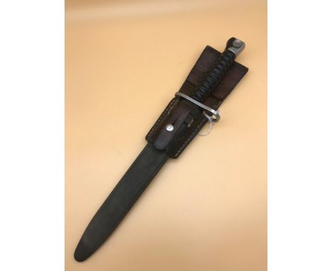 Swiss army M57 bayonet with scabbard &amp; leather frog. 