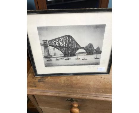 Limited edition print titled "The Forth Rail Bridge" by George Telfer. signed by the artist and limited 44/540. 
