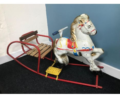 Vintage Mobo Toys child's tin rocking horse 