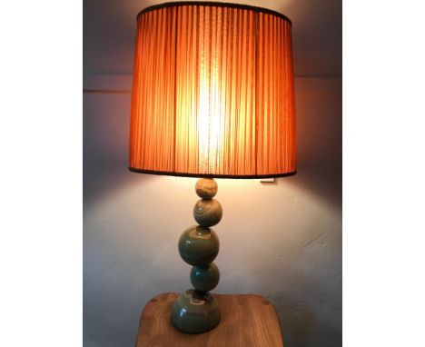 A Rare retro onyx abstract ball table lamp. Working. 76cm in height inc shade. 