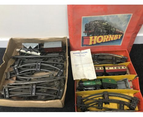 Hornby Meccano clock work Train set (O Gauge) Comes with spare track and wagons. 