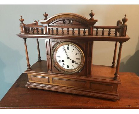 A fine example of An Edwardian mantle clock, clock movement with bell chime, Makers signed to enamel face J &amp; W Mitchell 