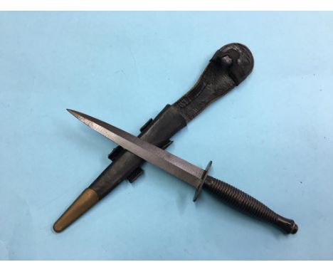 A William Rodgers Fairburn Sykes fighting knife and scabbard