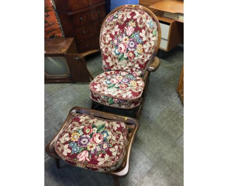 Ercol rocking chair and stool