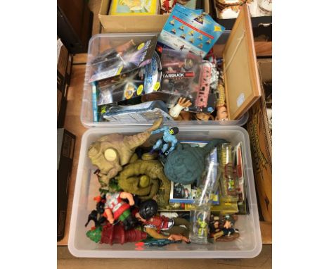 Two trays of vintage toys including Star Wars, He-Man etc.