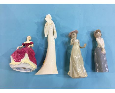 Two Nao figures , a Coalport figure and an Enesco figure (4)