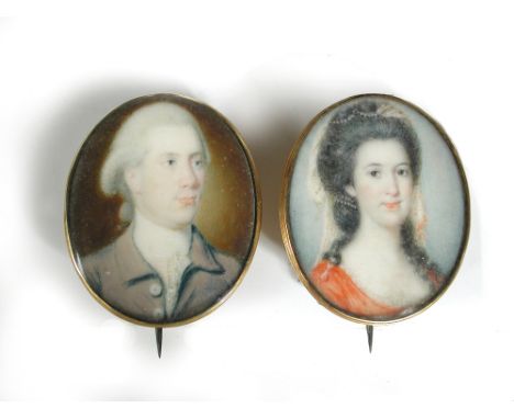 English School (18th Century)  Two late 18th century portrait miniatures of a young gentleman and lady; A portrait miniature 