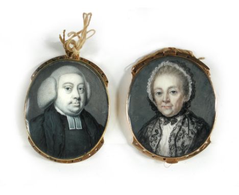 English School (18th Century)  A portrait miniature of an elderly gentleman wearing a black jacket and white stock, 2.5cm hig